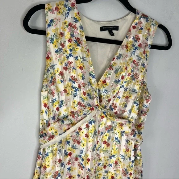 Banana Republic Size 6 Twist Knot Front Layered Microfloral Mini Dress - Picture 2 of 4